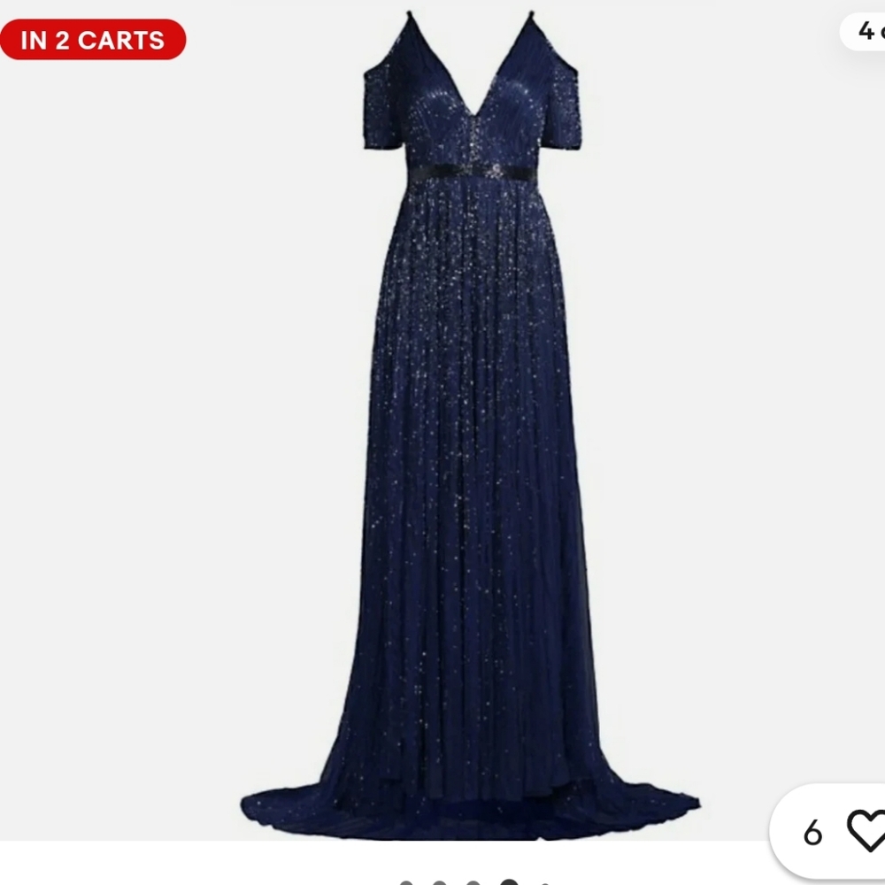 Mac Duggal Navy Blue Backless Gown - Picture 3 of 4